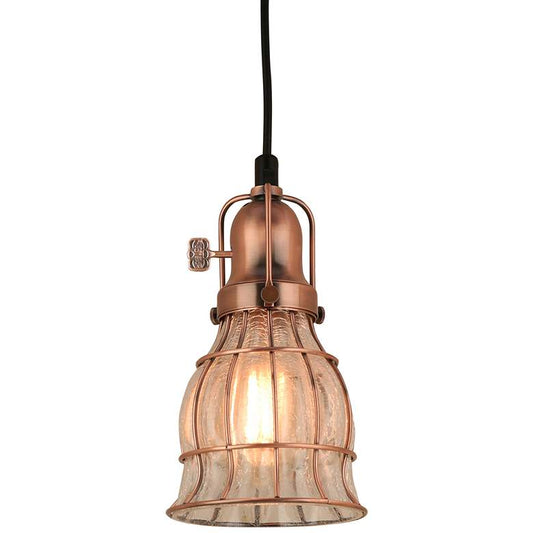 Hi-Lite Aubrey 5 1/4" Wide Weathered Copper Blown Glass Mini Pendant