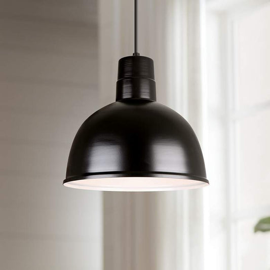 Hi-Lite Deep Bowl Shade 12" Wide Black Mini Pendant Light