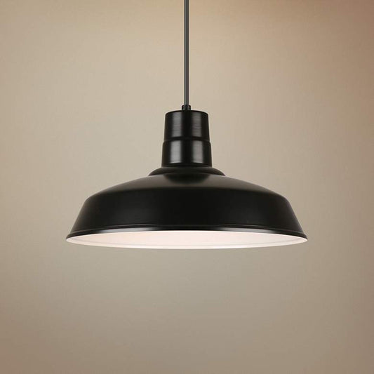 Hi-Lite Warehouse 16" Wide Black Metal Pendant Light