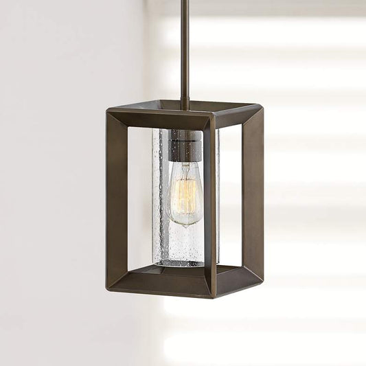 Hinkley Rhodes 7 1/4" Wide Rectangular Bronze Outdoor Mini Pendant