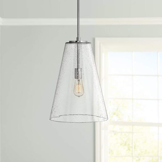 Hinkley Vance 13"W Polished Nickel and Glass Pendant Light