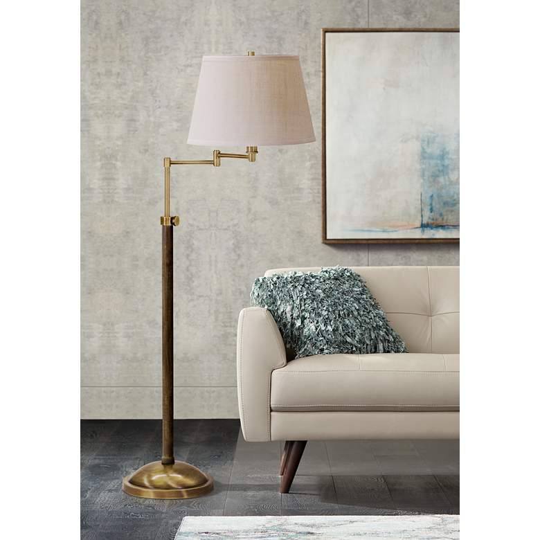 House of Troy Richmond Swing Arm Aged Brass Floor Lamp