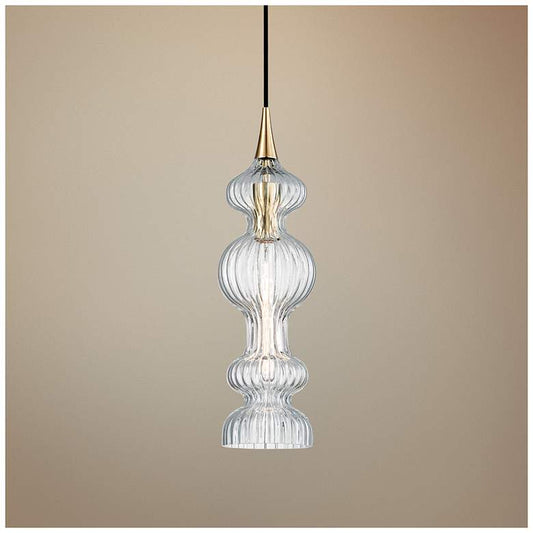 Hudson Valley Pomfret Brass 6" Wide Clear Glass Mini Pendant