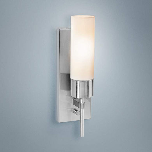 Iron 14 1/2" High Brushed Steel Wall Sconce