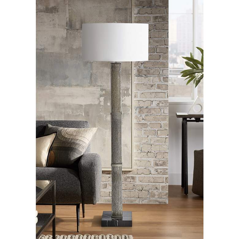 Isabis Mercury Glass Square Column Floor Lamp