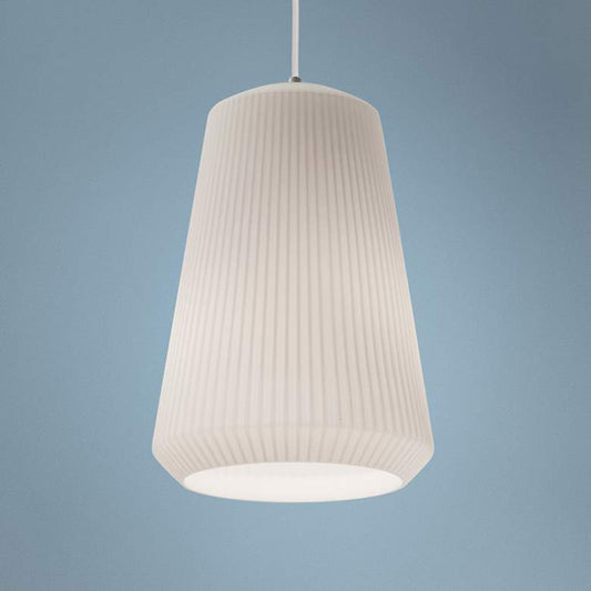 Isla 11" Wide Frosted White Ribbed Glass Mini Pendant