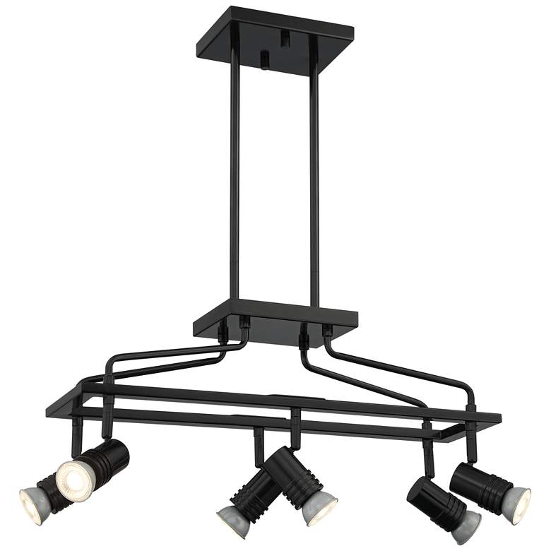 James 23 3/4" Wide Gloss Black 6-Light Island Chandelier