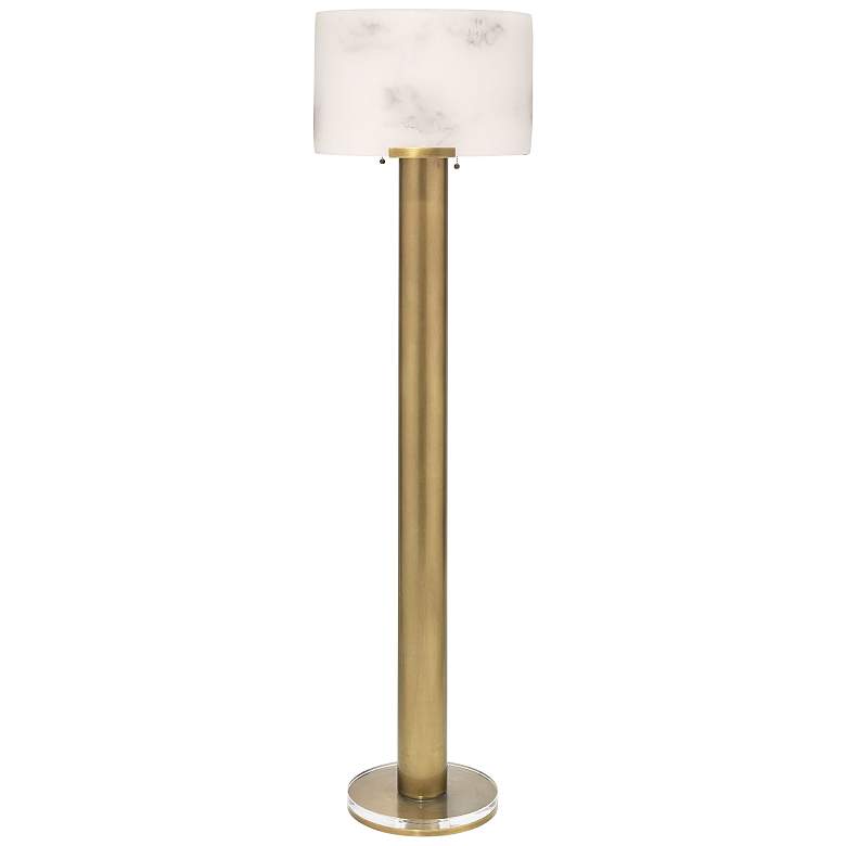 Jamie Young Elancourt White and Antique Brass Steel Pull Chain Floor Lamp