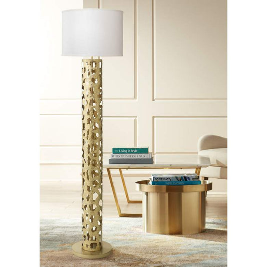 Jamie Young Firenze Antique Gold Leaf Iron Floor Lamp