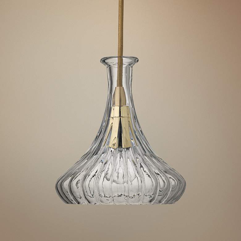 Jamie Young Isabella 7"W Clear Glass with Brass Mini Pendant