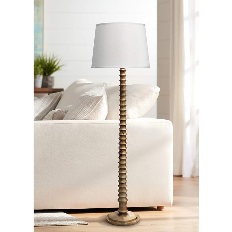 Jamie Young Revolution Mango Wood Column Floor Lamp