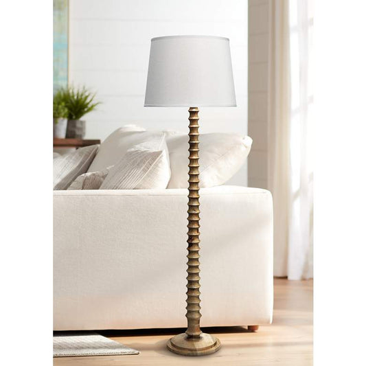 Jamie Young Revolution Mango Wood Column Floor Lamp