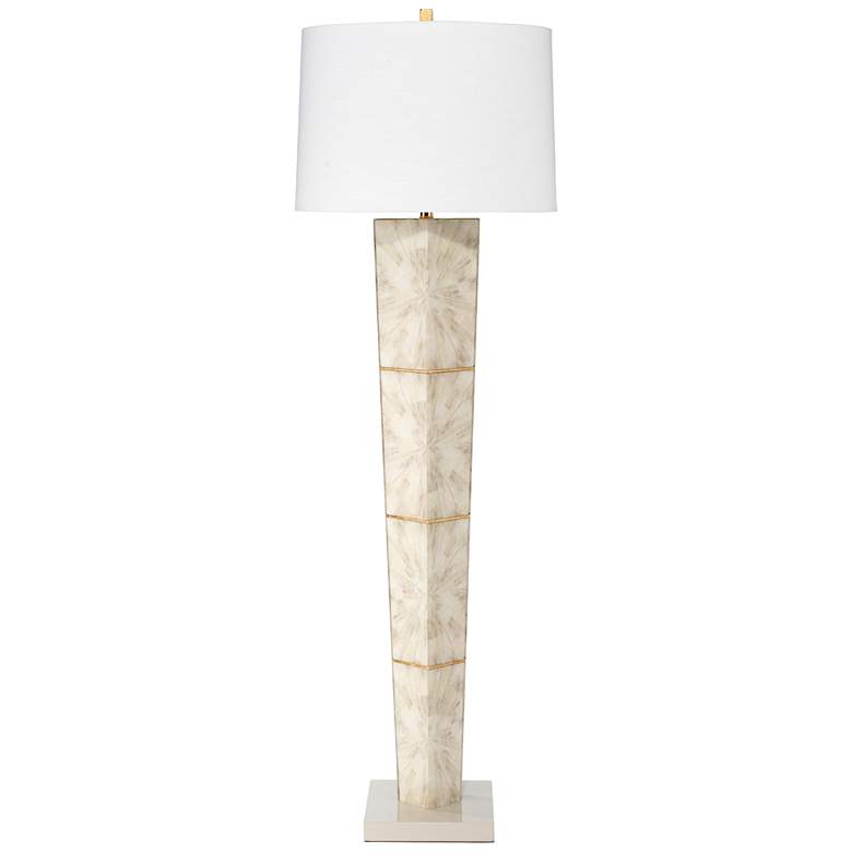 Jamie Young Spectacle Soft Gray Horn Lacquer Floor Lamp