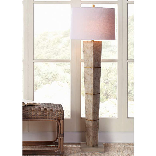 Jamie Young Spectacle Soft Gray Horn Lacquer Floor Lamp