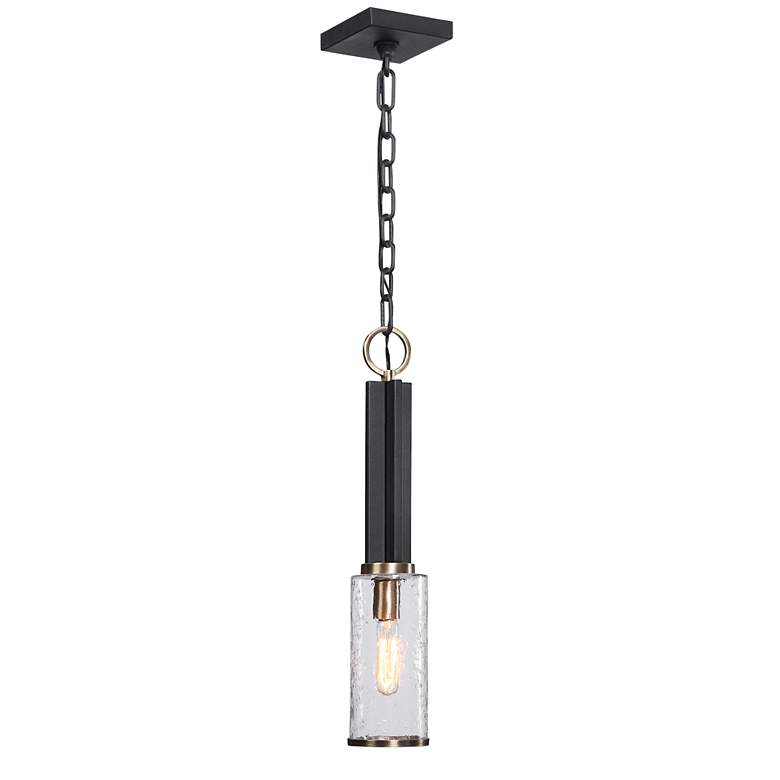 Jarsdel 4 1/2"W Sanded Black and Brass Mini Pendant Light