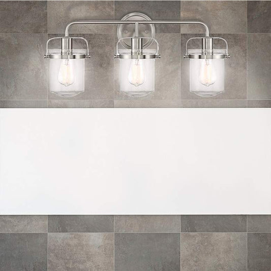 Jaxon 24" Wide Brushed Nickel 3-Light Bath Light