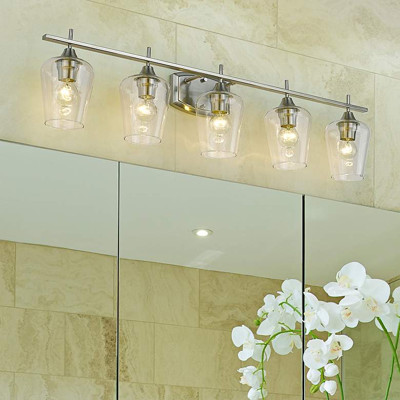 Joliet 38" Wide Brushed Nickel 5-Light Bath Light