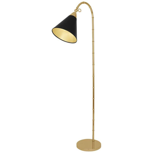 Jonathan Adler Meurice Floor Lamp 63" brass w/ black shade