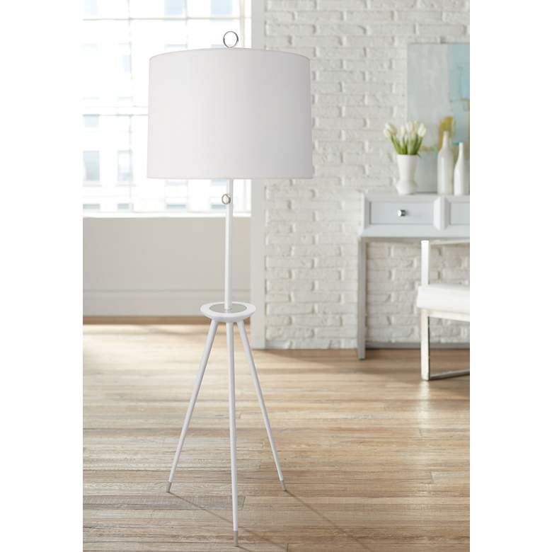 Jonathan Adler Ventana White Wood Tripod Floor Lamp