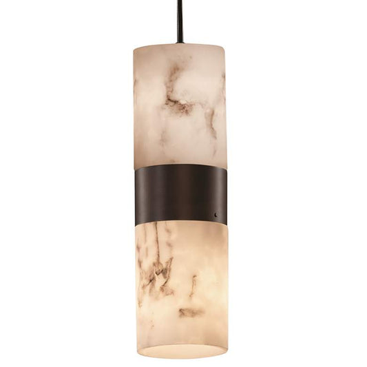 Justice Design Lumen Aria 4" Wide Bronze Faux Alabaster Mini Pendant
