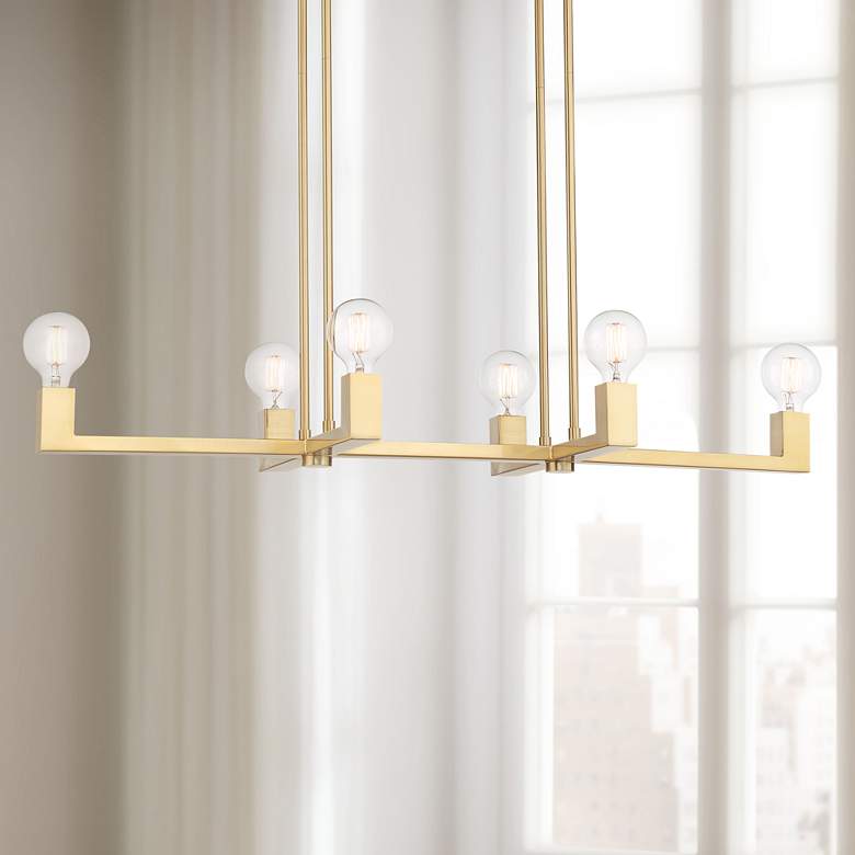 Kantwell 39 3/4"W Brushed 6-Light Island Chandelier