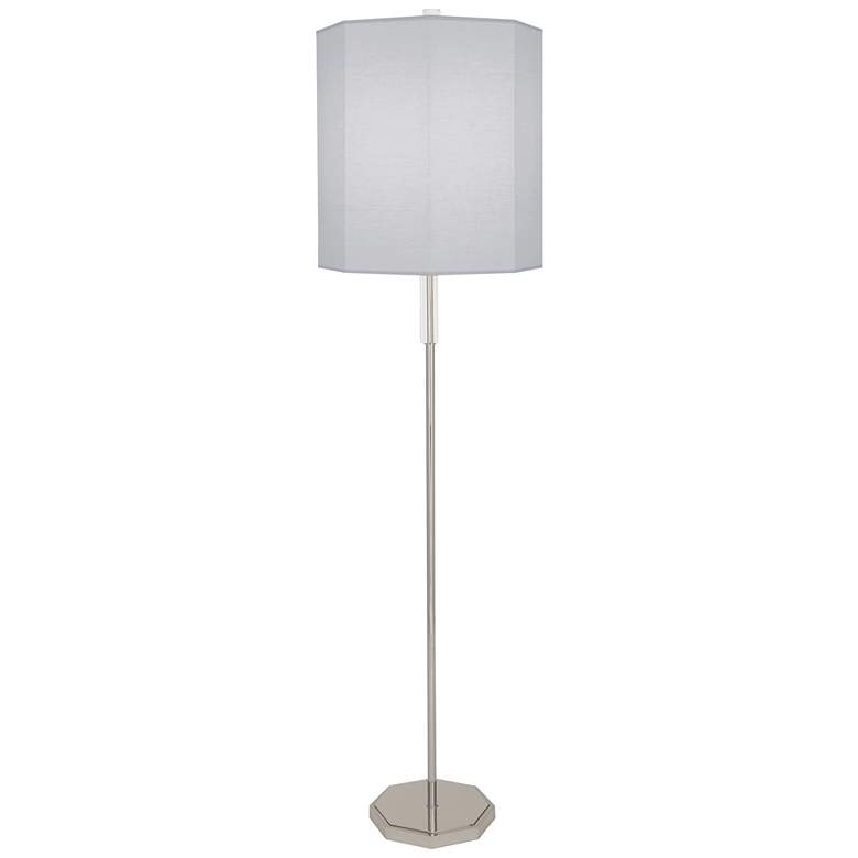 Kate Polished Nickel Metal Floor Lamp with Pearl Gray Shade