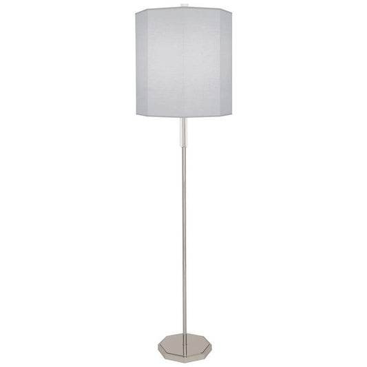 Kate Polished Nickel Metal Floor Lamp with Pearl Gray Shade