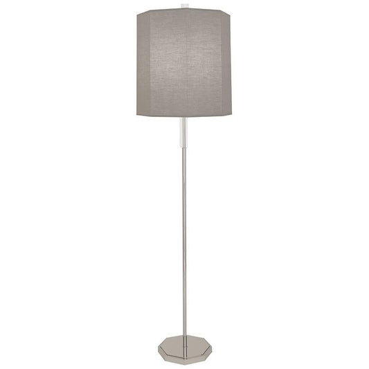 Kate Polished Nickel Metal Floor Lamp with Smoke Gray Shade