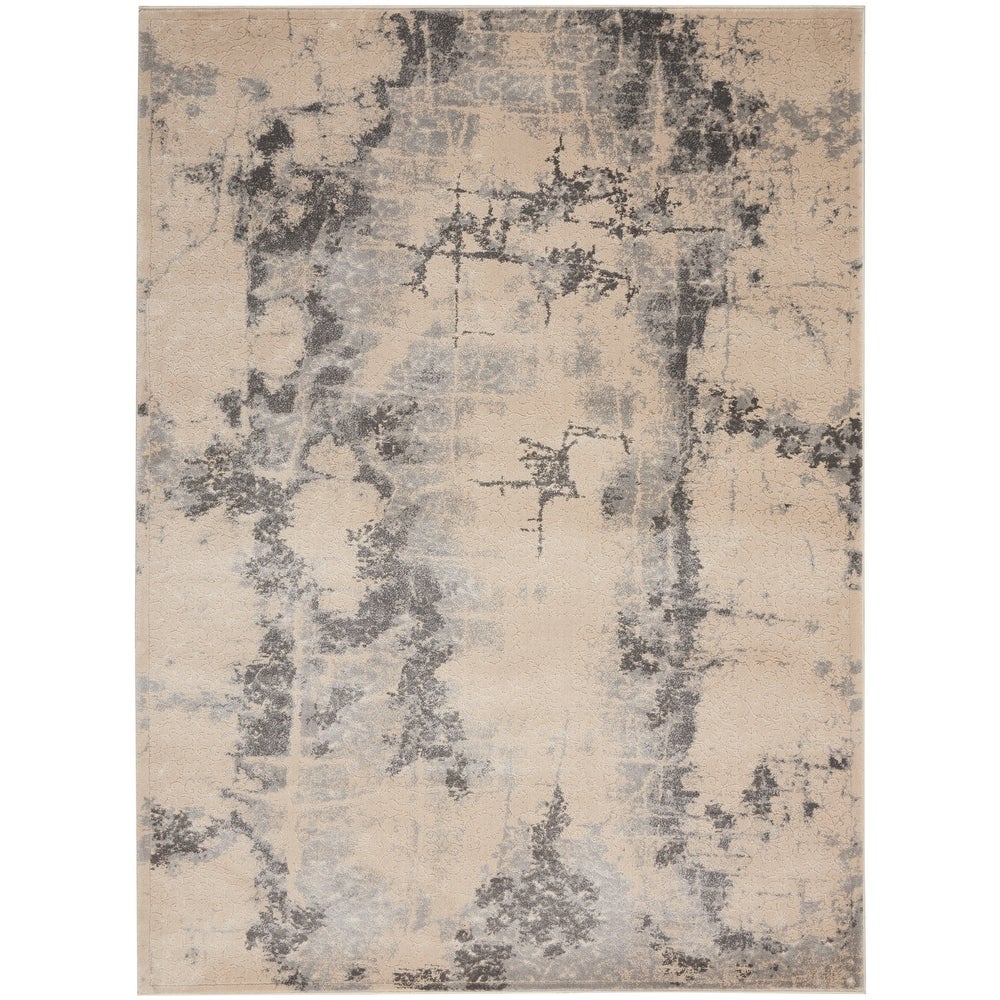 Abstract Modern Beige Grey Soft Area Rug