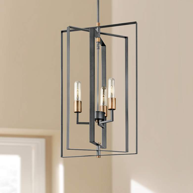 Kichler Taubert 15" Wide Black Steel 3-Light Foyer Pendant
