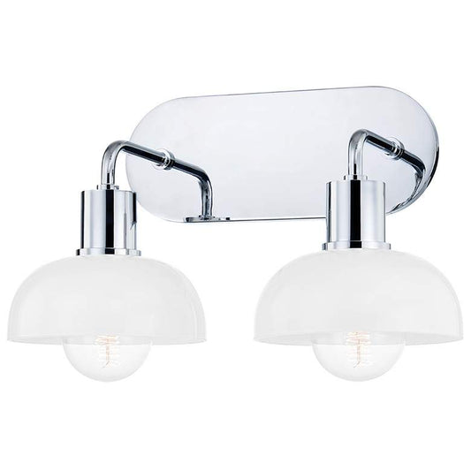 Kyla - 2-Light Bath Bracket - Polished Chrome Finish - Opal Glossy Glass