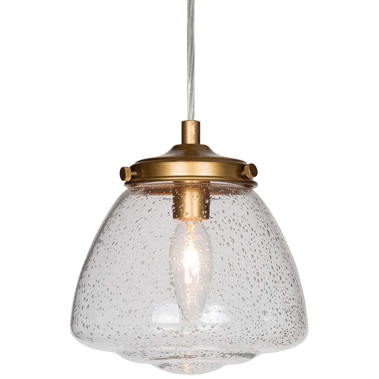 Lavaje 6 1/2"W Gold Iron Seeded Glass Mini Pendant Light