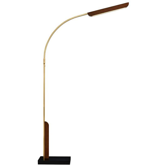 Lite Source Jameson Dimmable LED Arc Lamp With Brass and Wood Finish