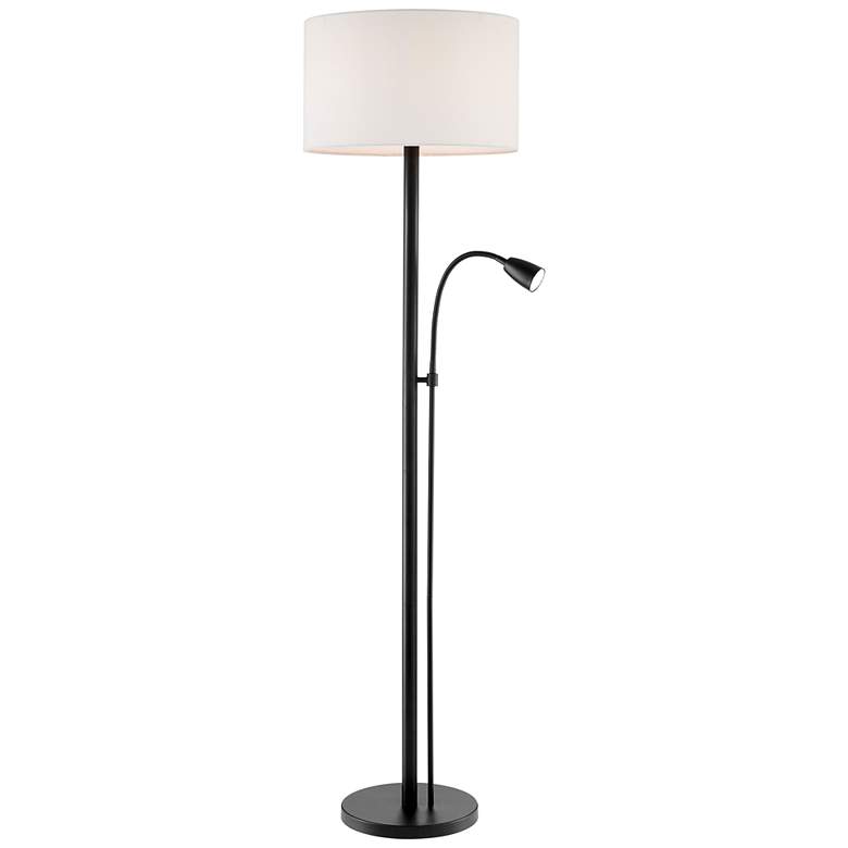 Lite Source Nanette Floor Lamp With LED Reading Lamp in Black Finish