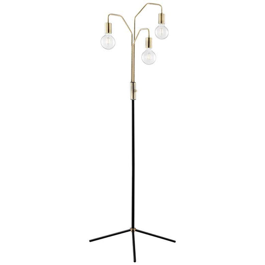 Lite Source Nilmani 3-Light Floor Lamp in Black and Brass