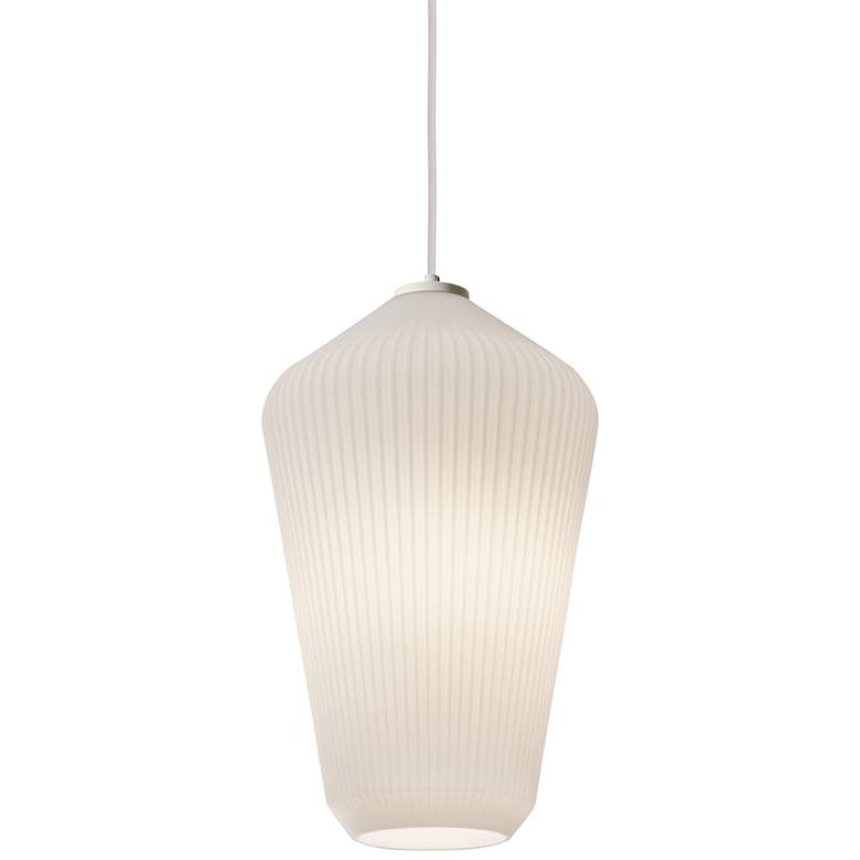 Lola 11" Wide Frosted White Ribbed Glass Mini Pendant