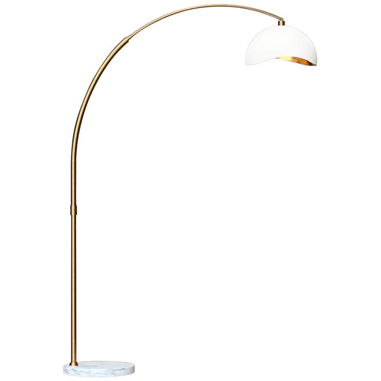 Luna Bella Weathered Brass LED Arc Floor Lamp w/ White Shade
