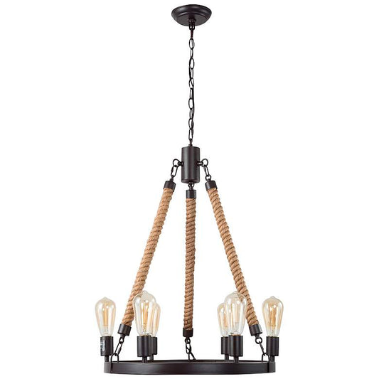 Lurav 20 1/2"W Dark Bronze 6-Light Wagon Wheel Chandelier