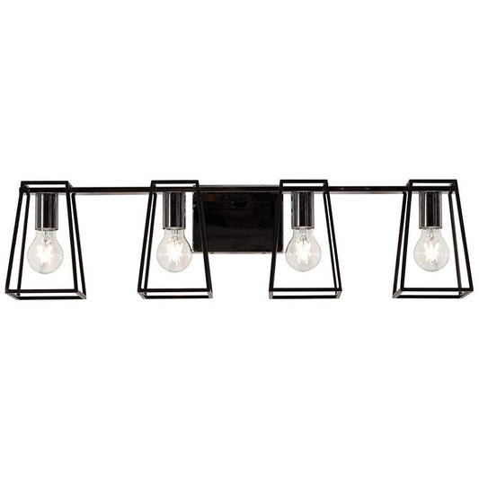 Lynn 30" Wide Black and Chrome Bath Light