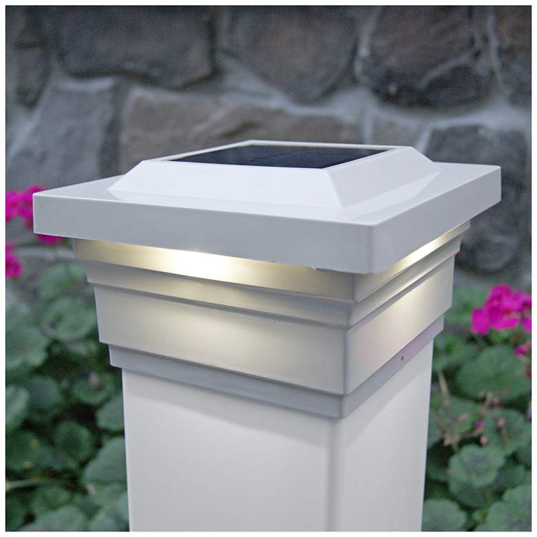 Majestic 3 3/4" High White Outdoor Solar LED Post Cap