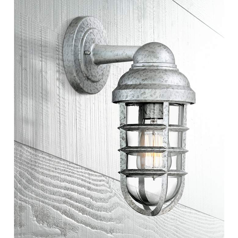 Marlowe 13 1/4" High Galvanized Steel Outdoor Wall Light Set of 2