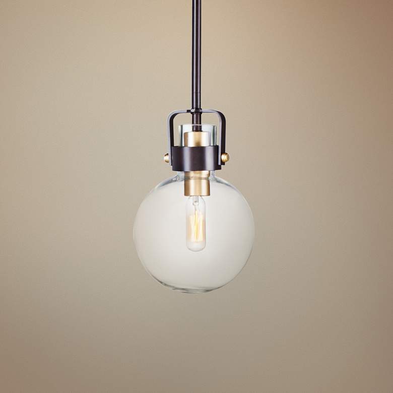 Maxim Bauhaus 6" Wide Bronze and Satin Brass Mini Pendant