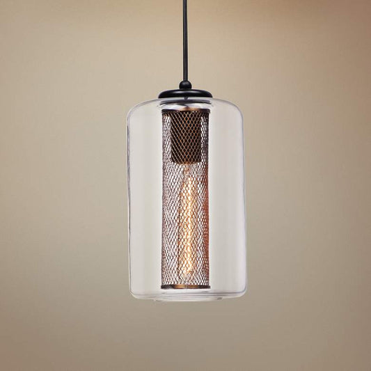 Maxim Firefly 6" Wide Black and Satin Brass Mini Pendant