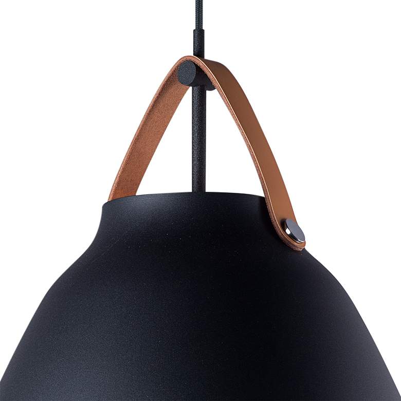 Maxim Nordic 14 1/4" Wide Tan Leather and Black Pendant Light