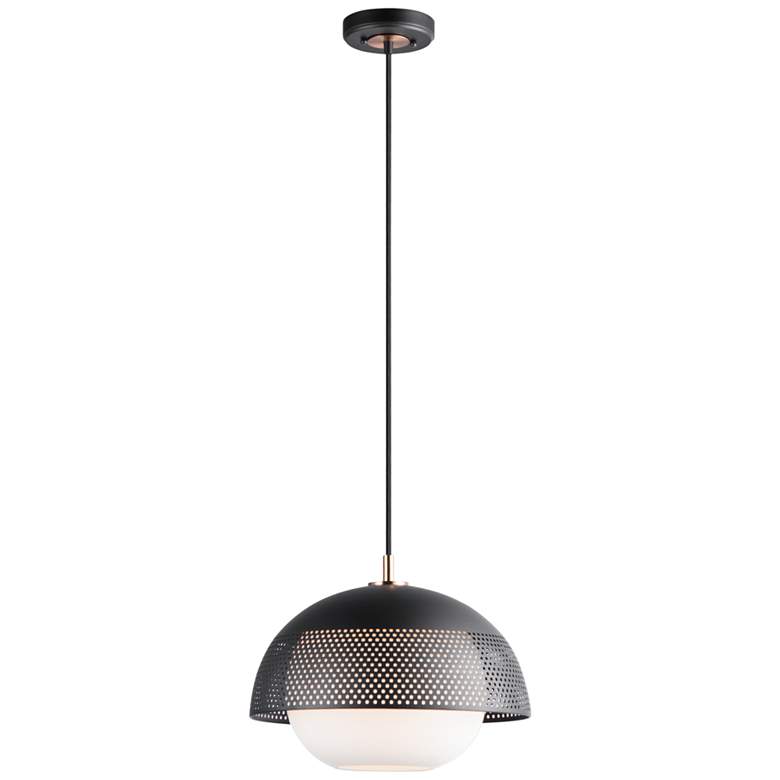Maxim Perf 14 1/4" Wide Black and Satin Nickel Pendant Light