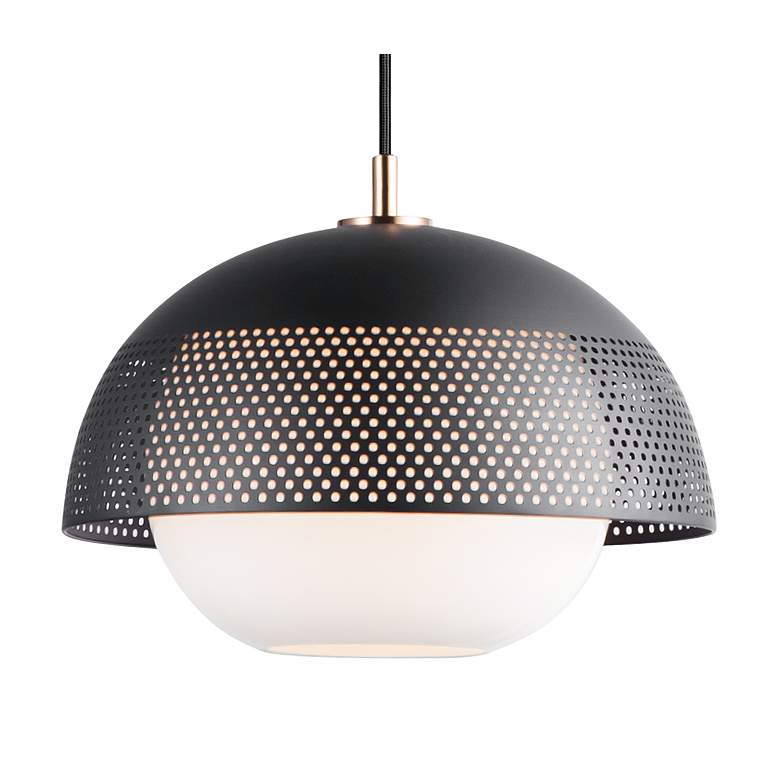 Maxim Perf 14 1/4" Wide Black and Satin Nickel Pendant Light