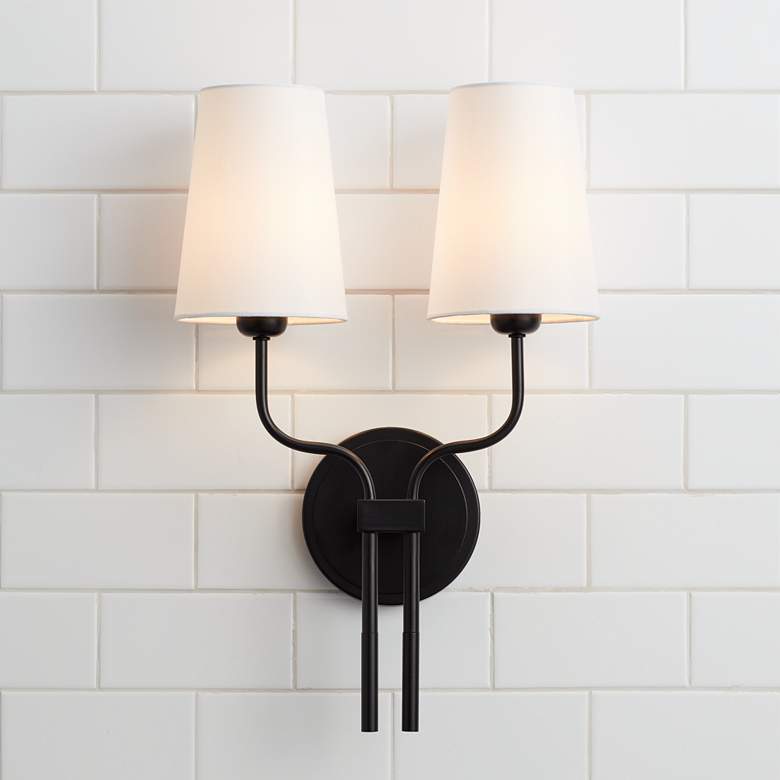 Melody 19 1/2" High Black Metal 2-Light Wall Sconce