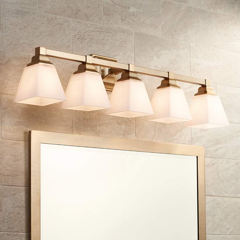 Mencino-Opal 35 1/4"W Satin and Glass Bath Light