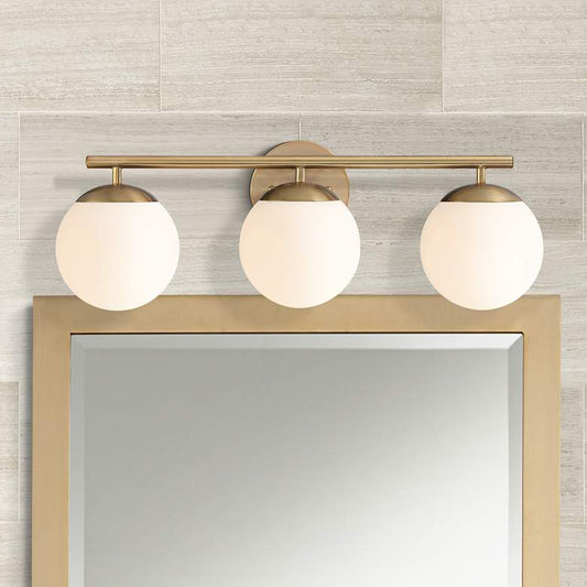 Meridian 23" Wide Gold Frosted Glass 3-Light Bath Light