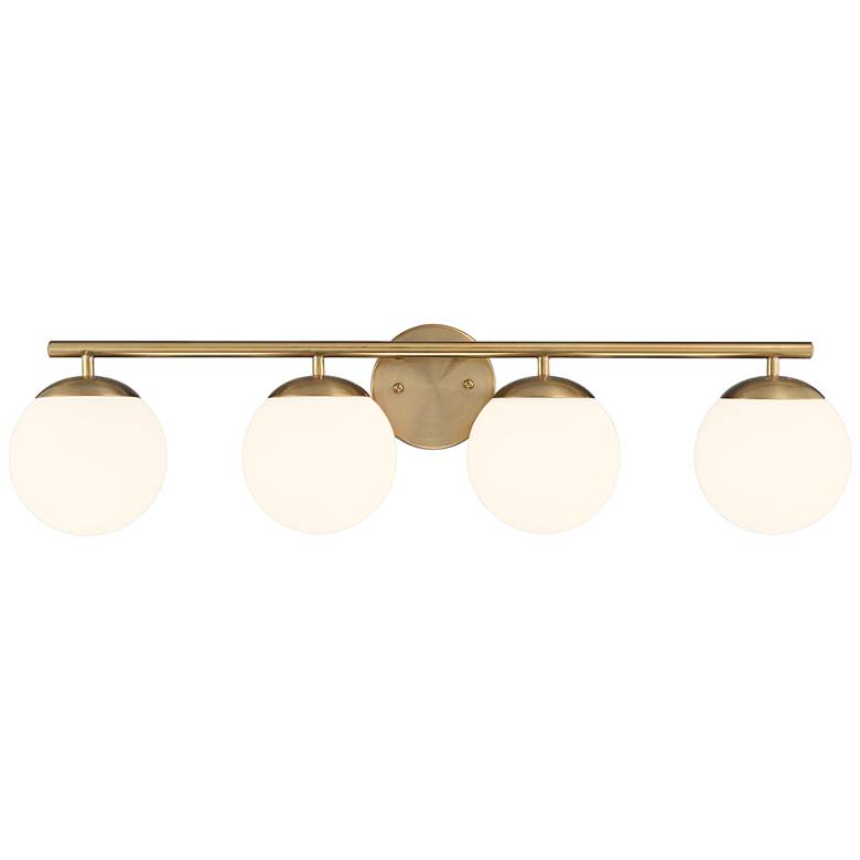 Meridian 31 1/2" Wide Gold Frosted Glass 4-Light Bath Light